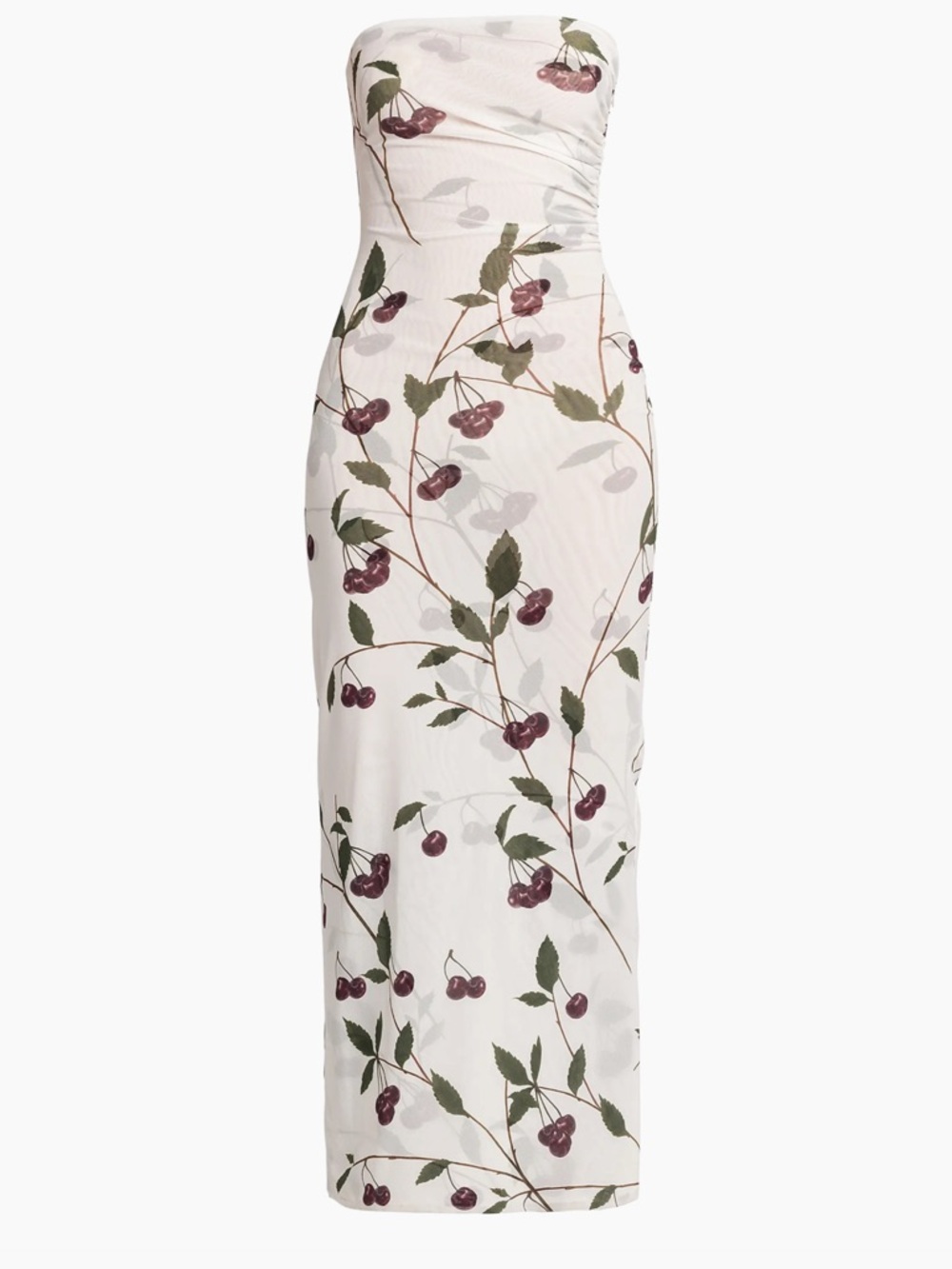 Stella McCartney Cherry Ruched Strapless Maxi Dress